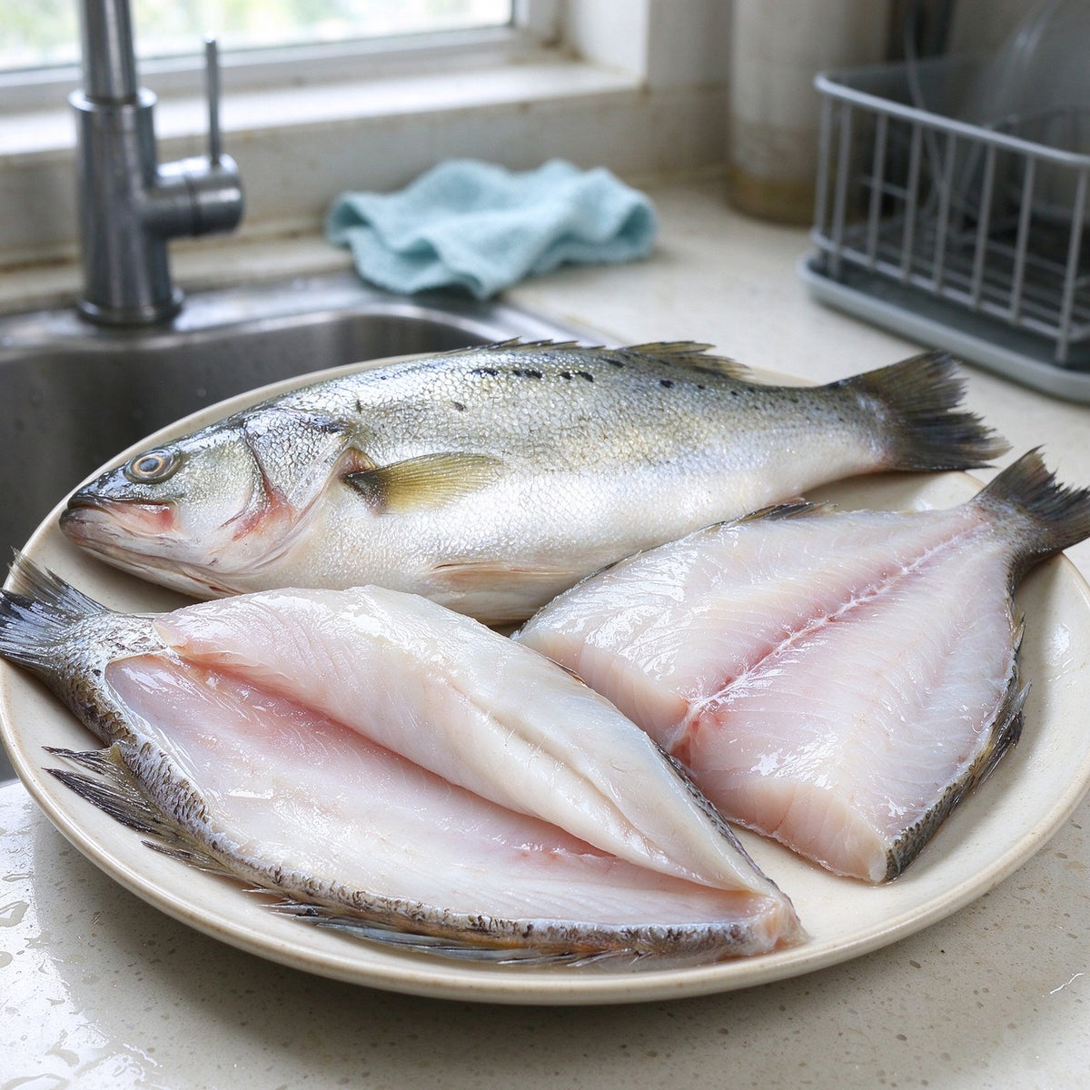 Fresh Sea Bass, Whole and Filleted - view 3
